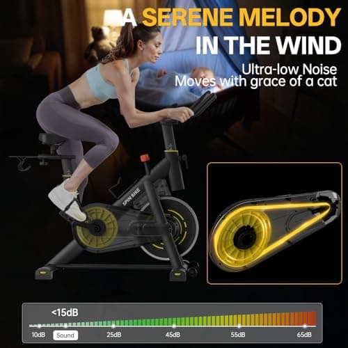 YAMO Exercise Bike, Indoor Cycling Bike Brake Pad/Magnetic Stationary Bikes for Home, Adjustable Resistance Silent Belt Drive, Cycle Bike with Comfortable Seat Cushion & Upgraded LCD Monitor Black (Black - Magnetic New Model) 5