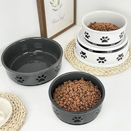 KPWACD Ceramic Pet Bowl for Dogs and Cats, Weighted Non-Slip Dog Bowls Food and Water Dish, Durable Pets Feeding Bowls Suitable for Small, Medium, and Large Dogs, Grey, 36 Oz 5