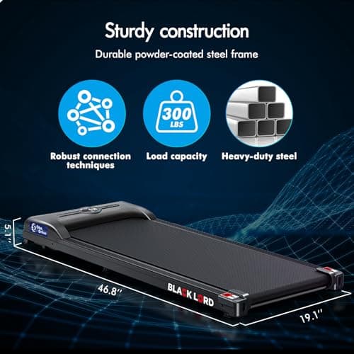 BLACK LORD Walking Pad Treadmill, 2.6 HP Low Noise Portable Under Desk Treadmill with Bluetooth Speaker and LED Display, Compact Treadmills for Home Office, App/Remote Control, 330 lbs Capacity, Black 9