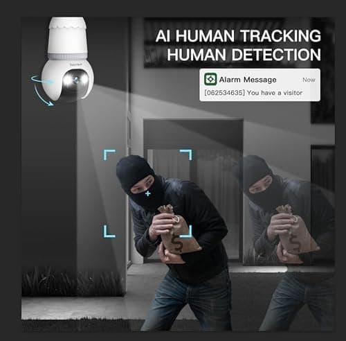 Tutoview 4MP Light Bulb Security Camera 5G&2.4GHz Wireless Outdoor Indoor Camera with Night Vision, Motion Detection, 360° Remote Viewing, and Real-Time Alerts for Home Safety with Alexa 7