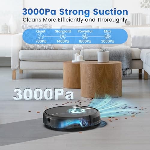 AIRROBO Robot Vacuum and Mop, 3000Pa Strong Suction Power Vacuum Mop Robot, Wi-Fi/App/Alexa, Self-Charging Robotic Vacuum for Hard Floor, Pet Hair and Low-Piled Carpet, Slim Design, Quiet，P30 3