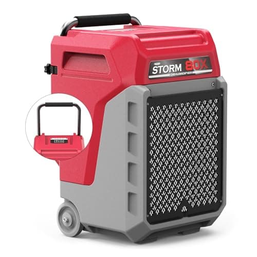 ALORAIR 170 PPD Commercial Dehumidifier with Pump, 2,100 Sq.Ft Space Cover Industrial Use Portable Dehu, with Wheels, Fit for Water Damage Restoration, Carpet Drying, Basement, Garage, Storm 80X Red