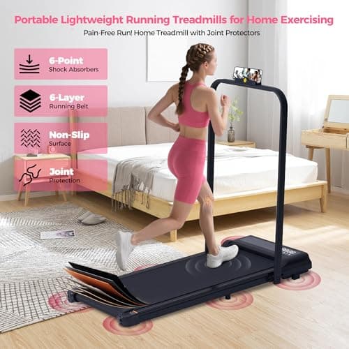 Portable Treadmill with Handles, 0.6-6.2MPH Compact Walking Pad with Handle Bar, 3.0HP Electric Walking Pads Treadmills for Home Small, 320LBS Home Small Under The Desk Treadmill for Small Spaces 8