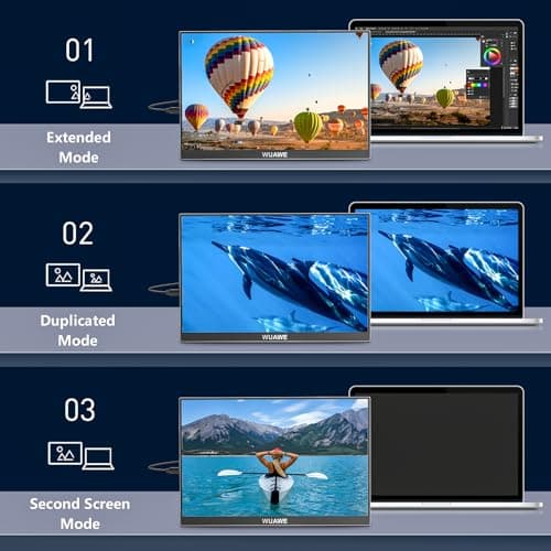 WUAWE 16" Portable Monitor 1920x1200P USB-C HDMI, IPS HDR Freesync Gaming Monitor, Plug&Play for PC Mac Phone PS5 Switch(Silver) 7