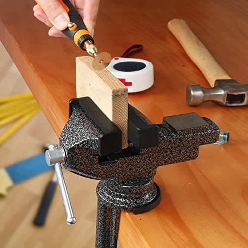 GOXAWEE Universal Bench Vise, 3.15 Inch Table Clamp, 360-Degree Swivel Base, Small Home Vice, Clamp-on Tool for Woodworking, Cutting Conduit, Small DIY Projects, Craft Creation, Sculpting and Modeling 6
