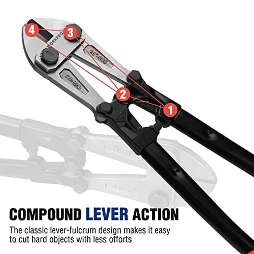 WORKPRO W017006A Bolt Cutter, Bi-Material Handle with Soft Rubber Grip, 24", Chrome Molybdenum Steel Blade 6