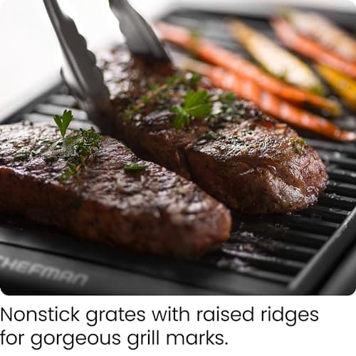 Chefman Electric Smokeless Indoor Grill w/ Non-Stick Cooking Surface & Adjustable Temperature Knob from Warm to Sear for Customized BBQing, Dishwasher Safe Removable Water Tray, Black 7