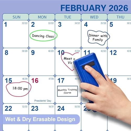 32" x 48" 2026 Wall Calendar, Folded Wet & Dry Erase Wall Calendar 12 Month, Yearly Laminated Wall Calendars, Reversible Annual Planner, Horizontal/Vertical, with Julian Dates 8
