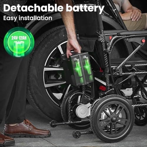 Electric Wheelchairs for Adults，Lightweight Foldable Wheelchair 15 Miles Long Travel Range, 360° Joystick Control Motorized Wheelchair, Support 286 lbs with LED Light Power Wheelchair (Purple) 5