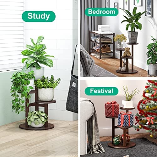 Small Plant Stand, 3 Tiered Plant Stand Indoor, Bamboo Plant Stands for Indoor Plants Multiple, Corner Plant Stand for Window Garden Balcony Living Room Outdoor 5