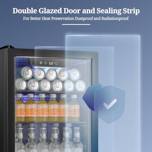 Antarctic Star Beverage Refrigerator Cooler 68 Can, Mini Fridge with Glass Door for Beer Drinks Wine,Freestanding Small Fridge with Electronic Temperature Control for Home and Bar,1.7 cu.ft 5