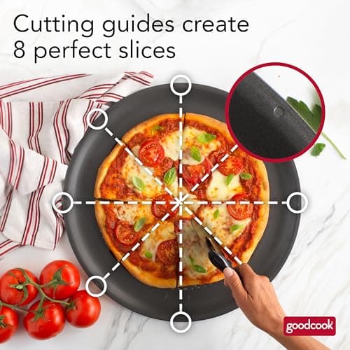 GoodCook AirPerfect Insulated Nonstick Carbon Steel Pizza Pan with Cutting Guides, Perforated Nonstick Pizza Pan, 15.75-Inch, Gray 7