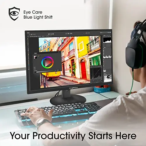 Sceptre IPS 27-Inch Business Computer Monitor 1080p 75Hz with HDMI VGA Build-in Speakers, Machine Black 2020 (E275W-FPT), 27" IPS 75Hz 5