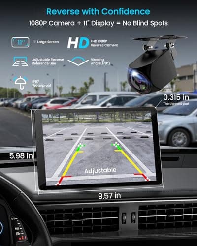 11" Extra Large Wireless Apple CarPlay Screen for Car – Ultra-Slim 0.16 Inch Touchscreen Car Stereo with Android Auto, 4K Dash Cam, 1080p Backup Camera, GPS, Mirror Link, Voice Control 8