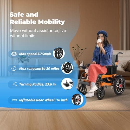 Electric Wheelchairs for Adults,Powerful All Terrain Electric Wheelchair,20" Widen Seat,Foldable Lightweight Power Wheelchair,Portable Motorized Wheelchair for Seniors Support 330lbs（with Warranty 7
