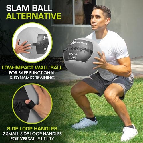 ProsourceFit Soft Medicine Balls, Wall Balls and Full Body Dynamic Exercises, Gray 25 LB 5