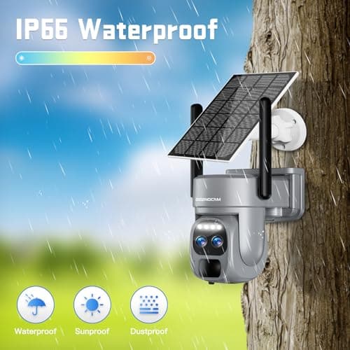 BEENOCAM 4K/8MP Solar Security Cameras Wireless Outdoor, Dual Lens 360°PTZ Solar Camera Outdoor Wireless Cameras for Home Security with 2.4/5GHz, PIR Sensor, Color Night Vision, 2-Way Audio,Alexa 8
