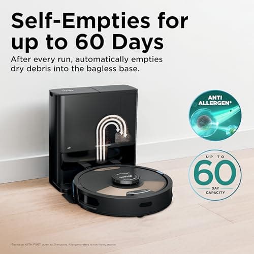 Shark Matrix Plus 2in1 Robot Vacuum & Mop with Sonic Mopping, Matrix Clean, Home Mapping, HEPA Bagless Self Empty Base, CleanEdge, for Pet Hair, WiFi, Compatible with Alexa, Black/Gold (AV2613WA) 6