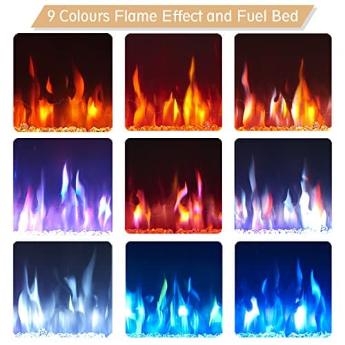 Efiretric® Arthur 60" W 3 in 1 Electric Fireplace (EF459), Freestanding, Wall Mounted, Recessed, 9 Colors Flame Effect, TV Media Wall, Heater 750W/1500W, Remote Control 5