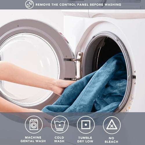 Degrees of Comfort Sherpa Plush Dual Control Electric Blanket Queen Size, Heating Blankets | Washable | Automatic Shut Off | Double Zone, 20 Heat Settings | 84" x 90" Blue 7