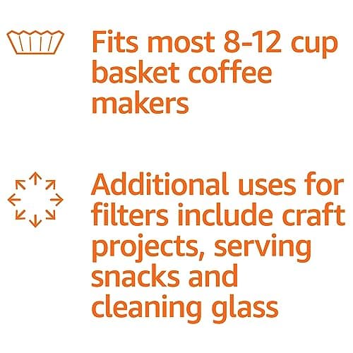 Amazon Basics Basket Coffee Filters for 8-12 Cup Coffee Makers, White, 200 Count 5