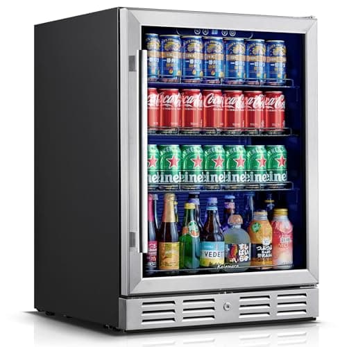 Kalamera 24 inch Beverage Refrigerator - 154 Cans Capacity Beverage Cooler- Fit Perfectly into 24" Space Built in Counter or Freestanding - for Soda, Water, Beer or Wine - For Kitchen, Bar or Office