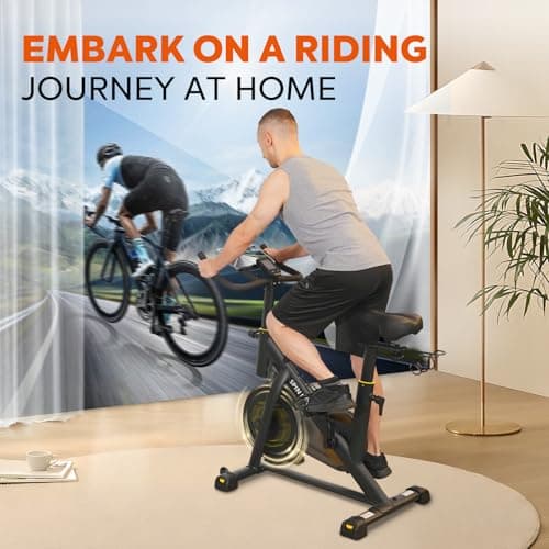 YAMO Exercise Bike, Indoor Cycling Bike Brake Pad/Magnetic Stationary Bikes for Home, Adjustable Resistance Silent Belt Drive, Cycle Bike with Comfortable Seat Cushion & Upgraded LCD Monitor Black (Black - Magnetic New Model) 9