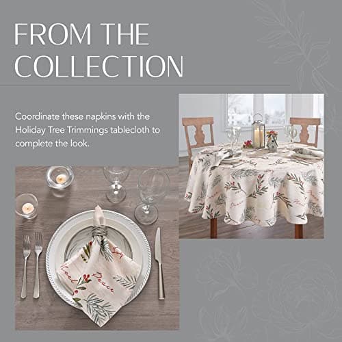 Elrene Home Fashions Holiday Tree Trimmings Fabric Napkins, Set of 4, 17 Inches x 17 Inches 5