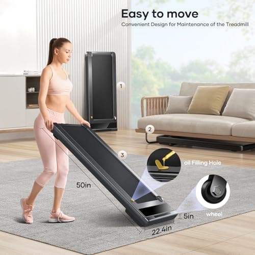 TOPUTURE Walking Pad Treadmill, 2.25HP Under Desk Treadmill with App & Remote Control, LED Touch Screen, Lubricating Hole, 300lbs Capacity Compact Walking Treadmills for Home/Office, Assembly Free 7