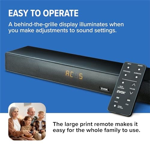 ZVOX AccuVoice AV455 Dialogue Clarifying Sound Bar with Hearing Aid Technology and HDMI-ARC Compatible Connectivity - Home Theater Audio TV Speakers Soundbar - Black 7