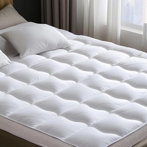Memory Foam Mattress Topper King - Cooling, Pressure-Relieving Bed Topper with Secure Strap Design for Back Pain, Soft and Supportive, Shredded Memory Foam