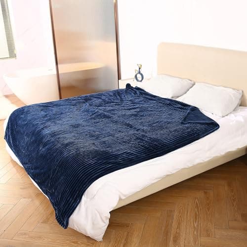 DUODUO Electric Heated Blanket Full Size 72"x84" Reversible Cozy Silky Flannel Fabric with Ribs, Fast Heating with 10 Heating Levels 12 Hours Auto-Off for Bedding - Navy 6