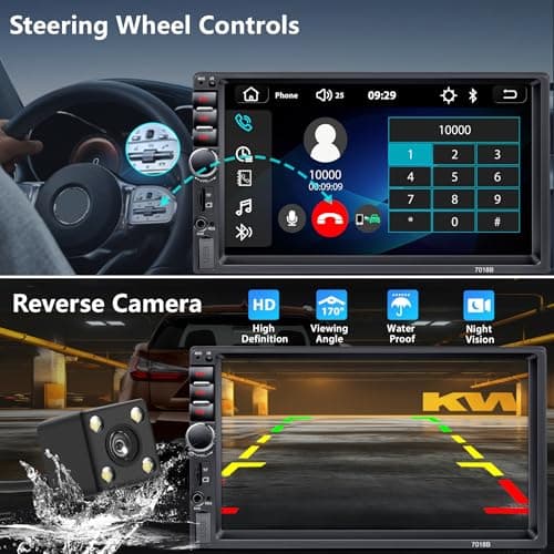 Double Din Car Stereo,7 Inch Car Radio with HD Touch Screen Bluetooth Car Stereo,Bluetooth Hands-Free Calling,Mirror Link,AUX/EQ/SWC 6