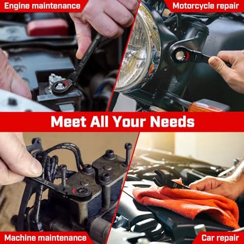 ironcube Black Ratcheting Combination Wrench Set: 11-Piece SAE 1/4–3/4 Inch – 180° Flex Head & 72-Tooth – CR-V Steel – Retro Waxed Canvas Roll for Motorcycle & Automotive Repair Tools 6