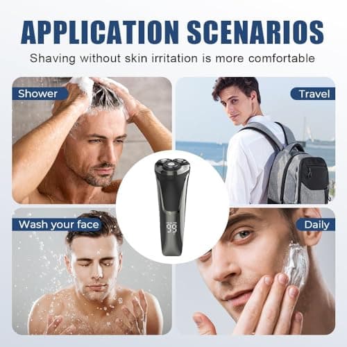 Snapbuy Electric Razor for Men,Snapbuy Razor,Electric Shavers for Men,4D Floating Head Rotary Shaver,Electri c Shaver with LCD Display & Quiet Motor, IPX7 Waterproof,Fast Charging(Black) 7