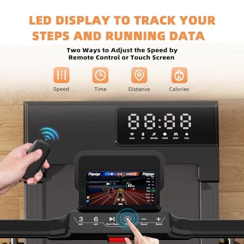 DeerRun Foldable Walking Pad Treadmill for Home & Office, Under Desk Walking Pad Treadmill with 9% Manual Incline and Handlebar, 0.6–7.5 MPH, 300 lb Capacity, App & Remote Control 5