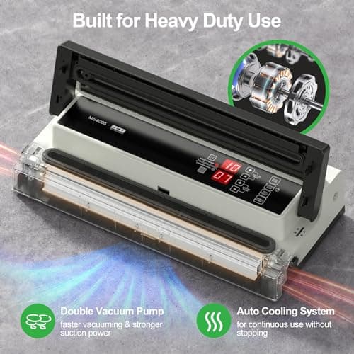 MAGIC SEAL 16'' Commercial Vacuum Sealer Machine, Meat Sealer Vacuum Packing Machine with Double Pump and Auto Cooling System, Sealing and Vacuum Time Control, Compatible with Mylar Bags 4