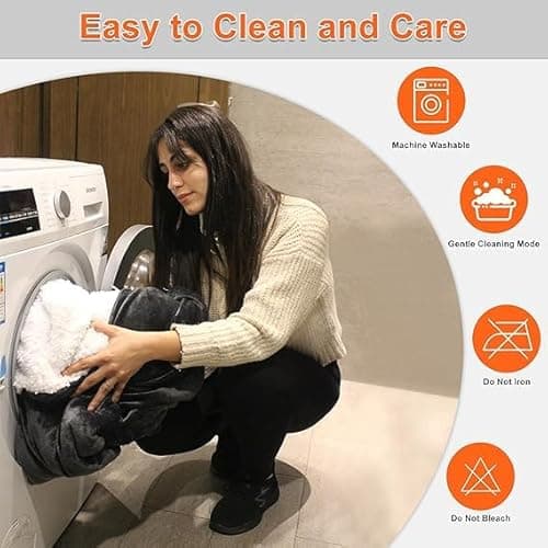 Junbig Wearable Heated Blanket Hoodie,USB Heated Blanket Electric Wearable Blanket,Electric Blanket with Sherpa Fleece Flannel,Giant Pocket,3 Heat Settings,3 Hours Auto Shut-off (No Power Supply) 6