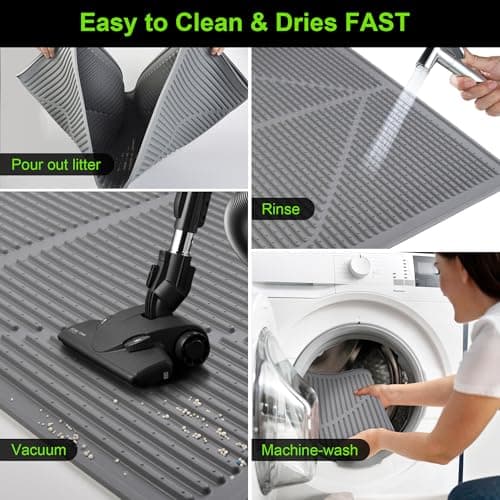 Mofason Cat Litter Mat XXL - Waterproof Kitty Litter Box mat for Floor - Extra Large Pet Trapping Litter Rug Pad - Silicone Cat Supplies & Accessories for Indoor Cats (38" x 25") -Grey 5