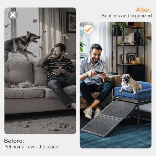 Pet Stairs Ramp Doggie Stairs with Seat,Extra Wide Seat Mate Chair Ramps Puppy for High Bed Couch Office,Non Slip Dachshunds Ladder,Folding Pet Steps for Small Dogs,Cat Ladder Blue(Hold Up to 100 lbs) 6