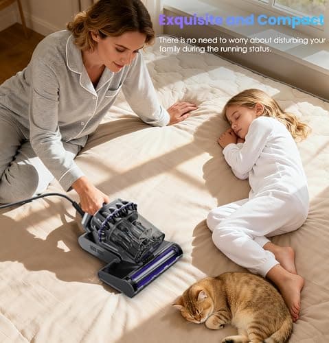 VOCESOR Mattress Vacuum, Bed Vacuum Cleaner with 16Kpa Suction 253.7nm UV-C Light, 145°F Heat & 30000 RPM/Min Tapping, HEPA Filter & Ultrasonic, 600W Powerful Vacuums for Bed, Sofa, Couch(Corded) 9