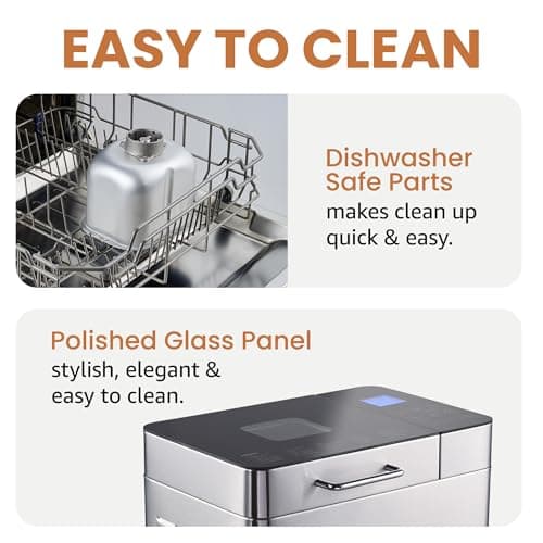 Elite Gourmet Programmable 2-Lb Bread Maker, PFAS Free Ceramic Ceralast™ Pan, Touch Screen Control Panel, 19 Functions, Gluten Free, White, Wheat, Rye & More, 3 Loaf Sizes, Stainless Steel 6