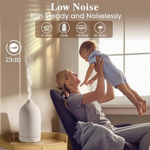 Diffuserlove Ceramic Essential Oil Diffuser 160ML Aromatherapy Diffuser for Home Bedroom Room Cool Mist Humidifier Stone Air Diffusers (Size:6.8" H x 3.6" W) 5