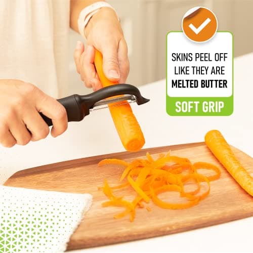 Spring Chef Premium Swivel Vegetable Peeler, Soft Grip Handle and Ultra Sharp Stainless Steel Blades - Perfect Kitchen Peeler For Veggie, Fruit, Potato, Carrot, Apple - Black 7