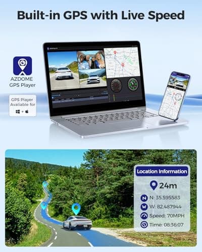 AZDOME M550 Pro 3CH Dash Cam 4K - 5G WiFi, 3.19" Screen IR Night Vision - 24H Parking Mode - 3-Channel Dash Cam - Wide-Angle Coverage - Collision Detection - Built-In GPS - Adjustable Camera Lens 7