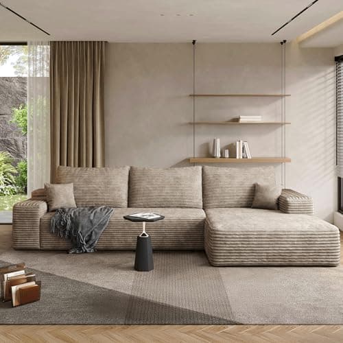 AUGOP 108" Sectional Couches for Living Room Modern Modular Sofa with L-Shape Couchs Upholstered Boneless Couch Deep Seat Sectional Couch with Chaise (Camel, Right Facing Chaise+2Seaters) 7
