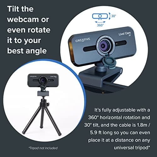 Creative Live! Cam Sync V3 2K QHD USB Webcam with 4X Digital Zoom (4 Zoom Modes from Wide Angle to Narrow Portrait View), Privacy Lens, 2 Mics, for PC and Mac… 7