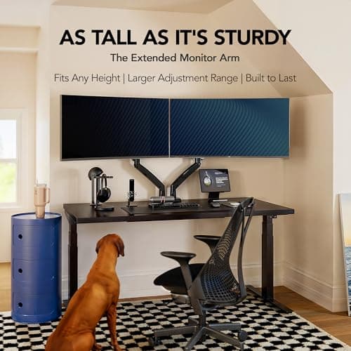 HUANUO Dual Monitor Stand for 13″–40″, Premium Dual Monitor Mount with USB, Height Adjustable Monitor Stand for 2 Monitors, VESA Mount with Clamp/Grommet Base, Holds 26.4lbs per Arm, HNDS7 8