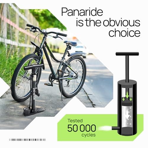 Bike Pump with Gauge - Floor Bike Pumps for Road & Mountain Bikes, Presta & Schrader Valve, 160 PSI, 2-Inch Dial, Includes Needle & Ball Adapters, Foldable Footrest, Angle Adapter 7