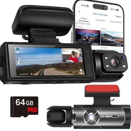Wireless Dash Cam - 2160P UHD & 1080P, Built-in GPS 5G WiFi, 3.16" IPS Screen, 170° Wide Angle, Night Vision & App Control, 64G SD Card Included (1Pcs)